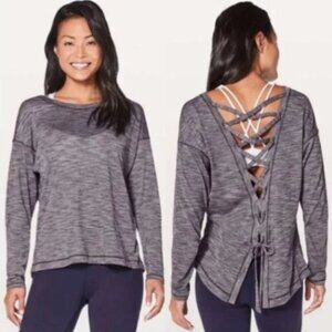 NWT Lululemon Laced With Intent Long Sleeve Top Heathered Black Grape Size 6